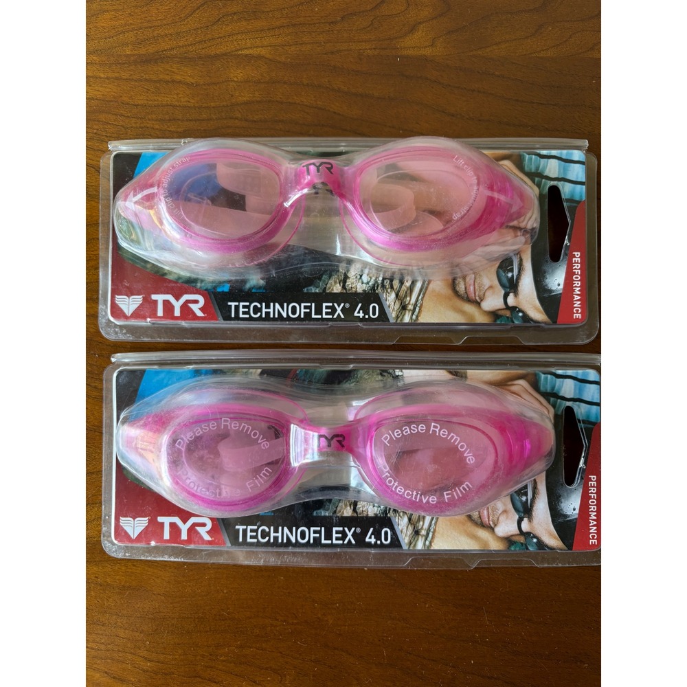 2 Pairs TYR Technoflex 4.0 Performance Swim Goggles Rose Pink  Anti-Fog UV NWT